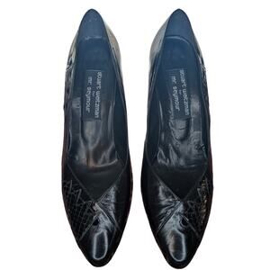 VTG 80s Stuart Weitzman Mr Seymour Reptile Leather Pumps Pointed Toe Women Sz 10